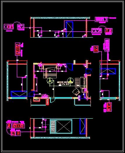 Bedroom Electrical Layout DWG with Wall Elevations & Legend